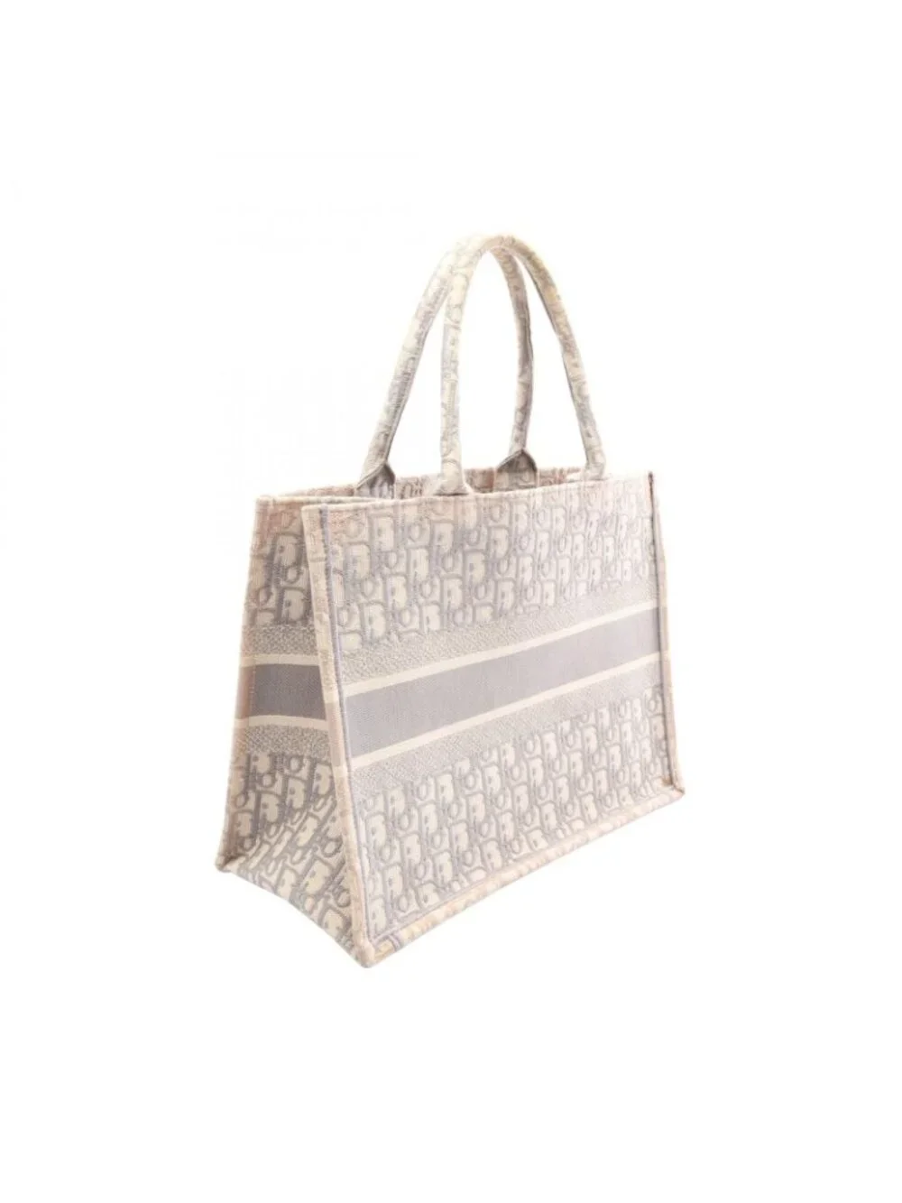Dior Tote Bag Book Oblique Gray White